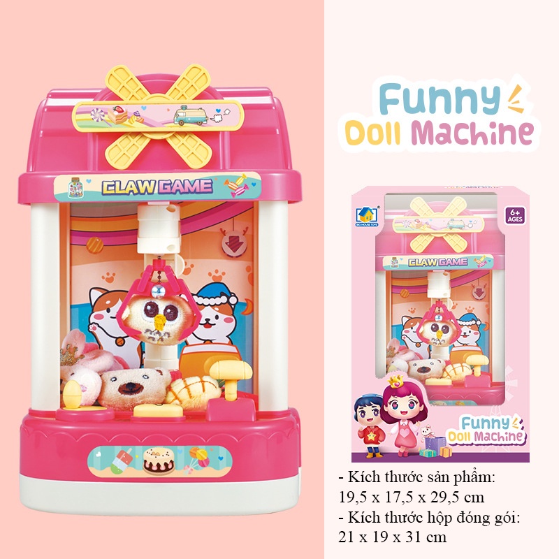 Máy Gắp Thú Bông có nhạc đèn cao 30cm tặng kèm 4 pin AA, Đồ chơi máy gắp thú mini GUDETAMA 1996