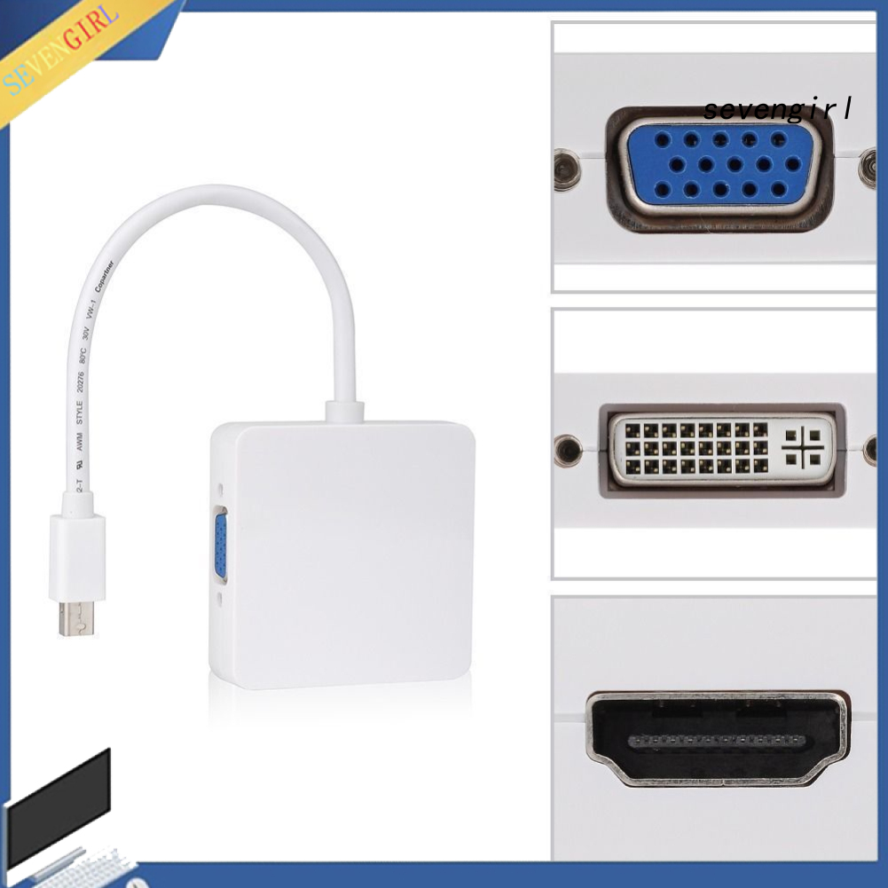 Cáp Chuyển Đổi 3 Trong 1 Dp Thunderbolt Sang Dvi Vga Hdmi-Compatible Cho Macbook