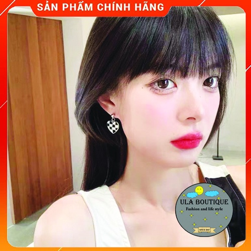 Combo dây chuyền hoa tai caro ULA Shop cá tính phong cách Hàn Quốc new arrival 2022