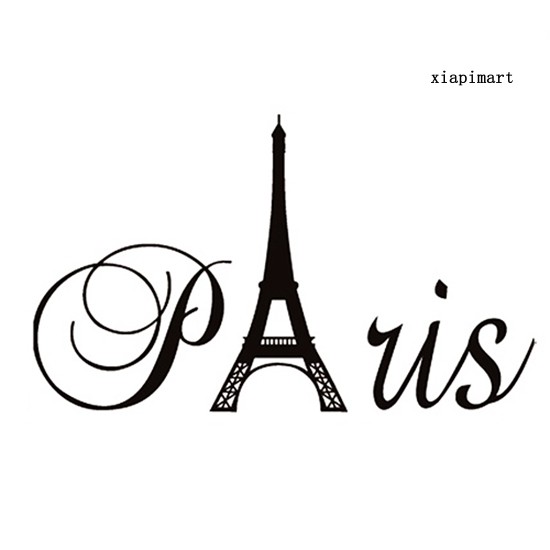 Sticker Dán Tường Họa Tiết Hình Tháp Eiffel Và Chữ Tiếng Anh Dùng Trang Trí Nhà