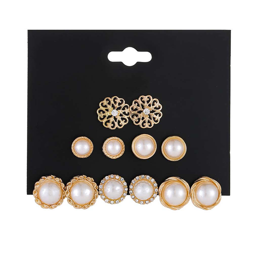 Set 6 Đôi Bông Tai Bằng Kim Loại Nhiều Màu Sắc Phong Cách Cổ Điển Sang Trọng Dành Cho Nữ