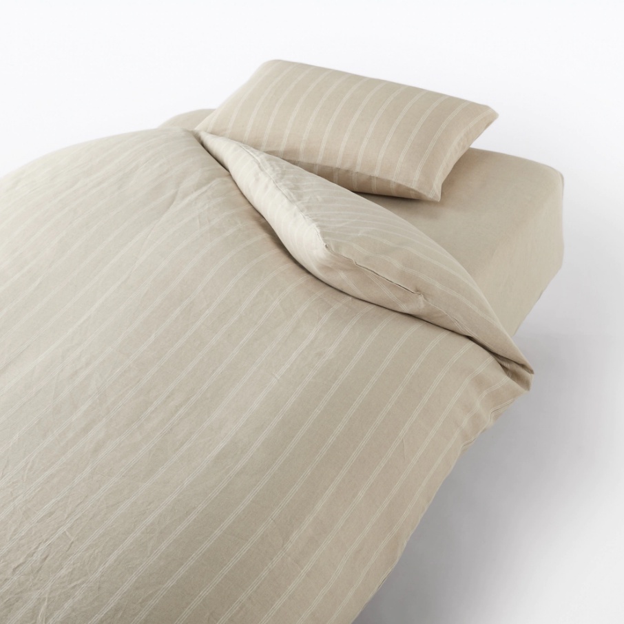 Muji Vỏ Chăn Linen Dệt Trơn Sọc