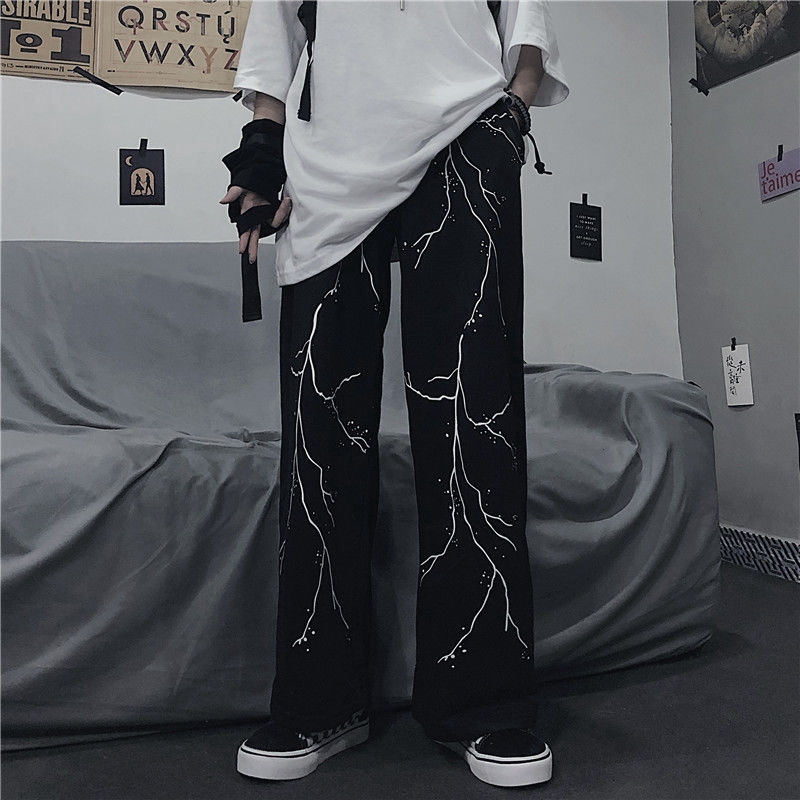 Quần Thể Thao Ống Suông Rộng In Hình Tia Chớp Thời Trang Unisex Cá Tính 23697 | BigBuy360 - bigbuy360.vn