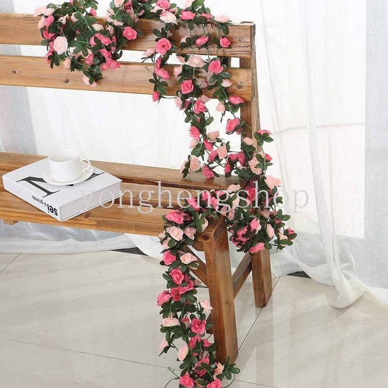Dây Hoa Hồng Nhân Tạo 250cm Dùng Làm Phông Nền Trang Trí Tiệc Cưới/Nhà Cửa/Vườn DIY
