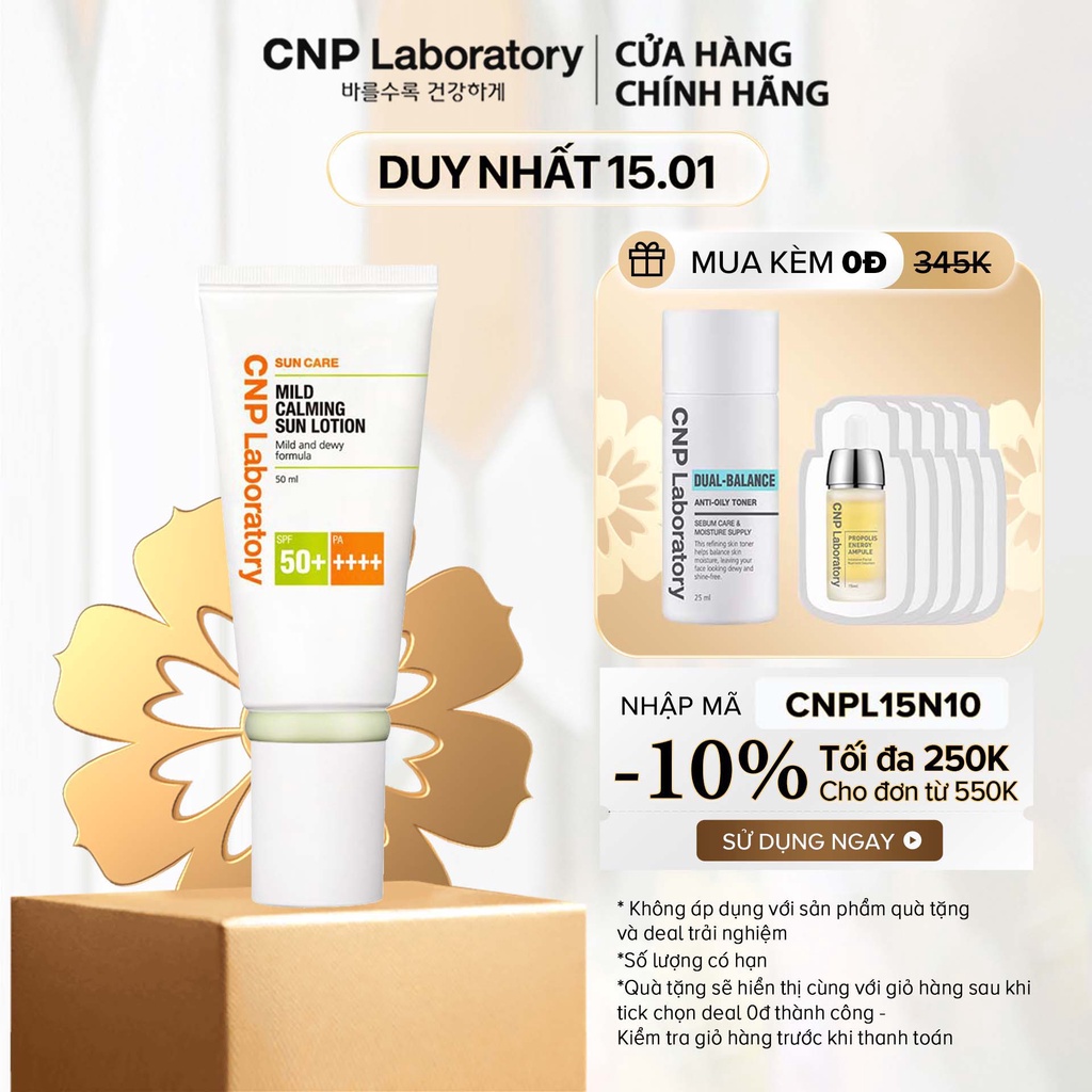 Sữa chống nắng dịu da CNP Laboratory Mild Calming Sun Lotion SPF50+/PA++++ 50ml