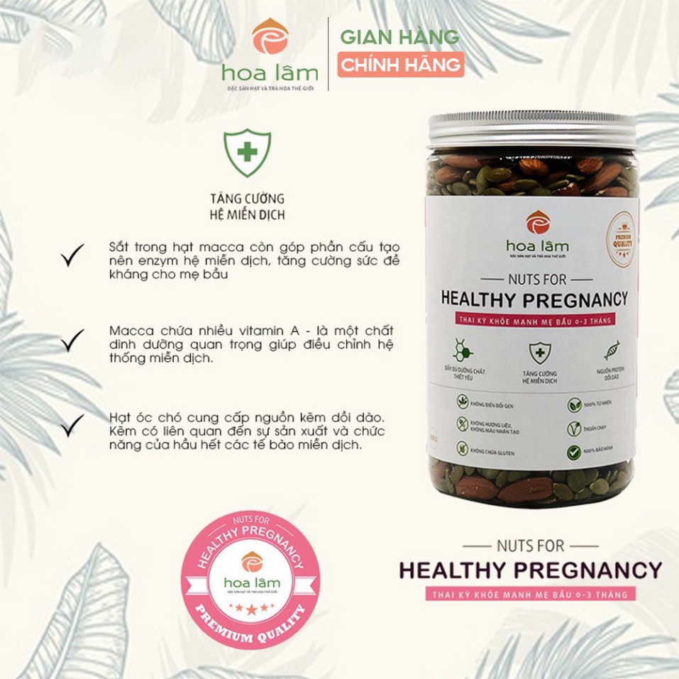 Hạt dinh dưỡng Hoa Lâm Nuts for Healthy Pregnancy cho mẹ bầu chu kì 0-3 tháng