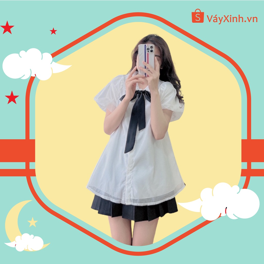 Áo Sơmi Cổ Bèo Tay Phồng Tiểu Thư, Áo Trắng nữ dáng Babydoll che khuyết điểm tốt mẫu mới 2022