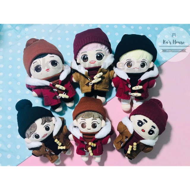 {15cm-20cm} CÓ SẴN, combo áo khoác mũ len, outfit doll, outfit cho doll