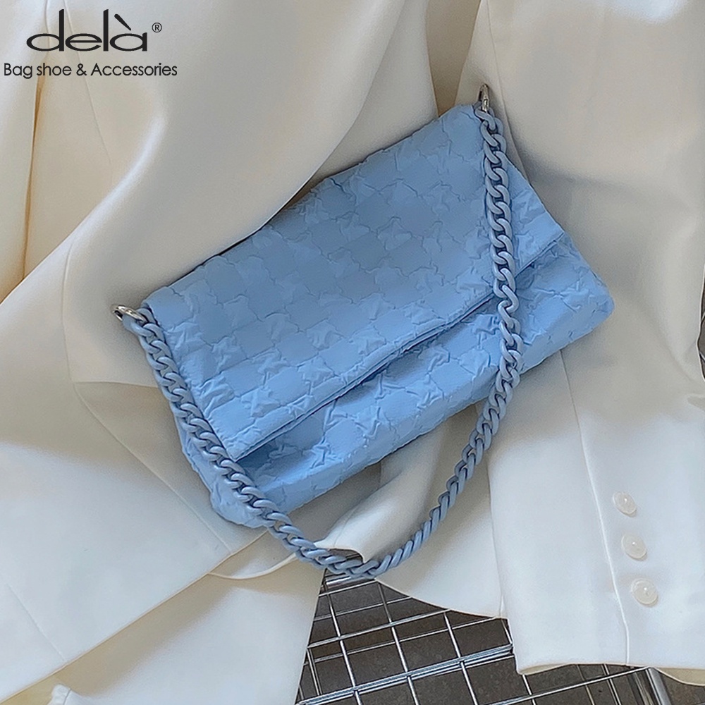 Dela Túi Đeo Chéo canvas Dây Xích Nắp Lật Thời Trang Hàn Quốc Mùa Hè