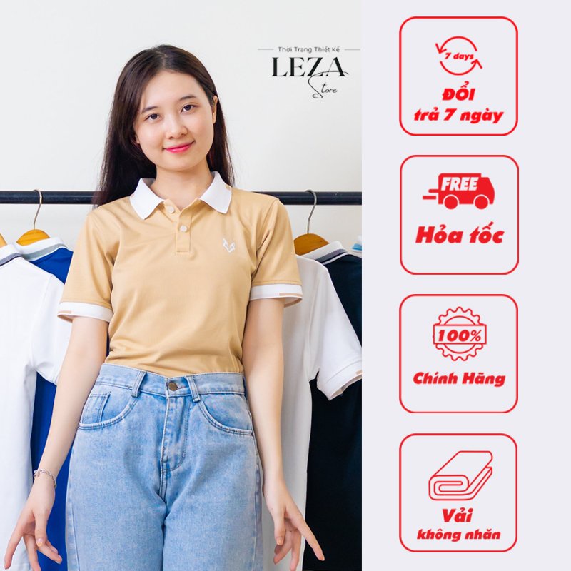 Áo Polo Nữ Cao Cấp Có Cổ Trẻ Trung, Tinh Tế, Áo Co Dãn 4 Chiều Thương Hiệu Leza