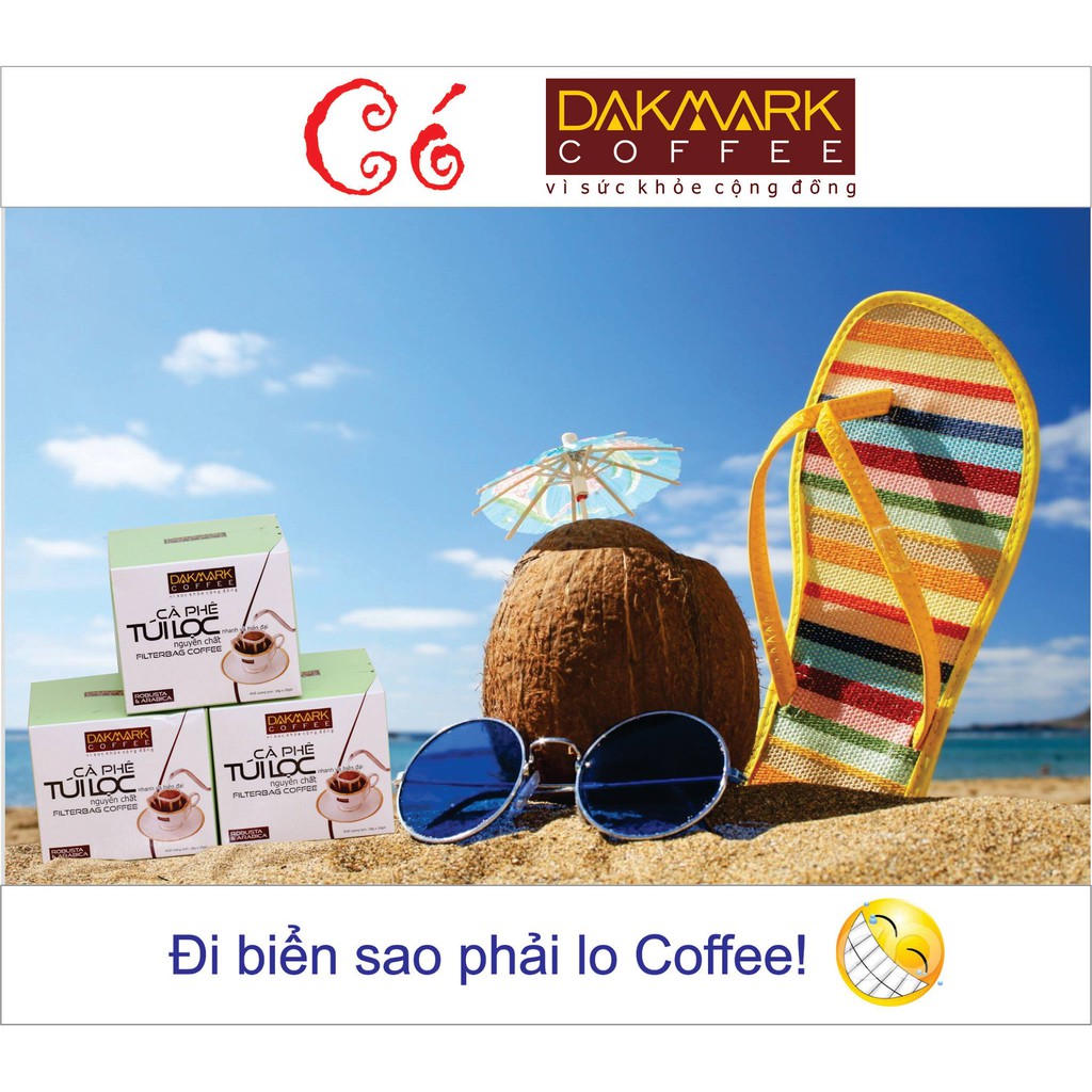 Cà phê túi lọc DakMark, nguyên chất, hòa quyện Arabica và Robusta (hộp 5 gói x 18g)