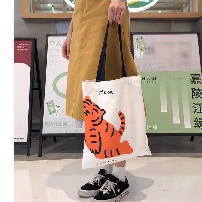 Túi Tote Vải Canvas In Hình Hổ Nhâm Dần Bé Hổ Cute