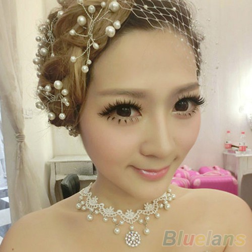 Vòng Cổ Ren Hoa Đính Ngọc Trai Nhân Tạo Thời Trang