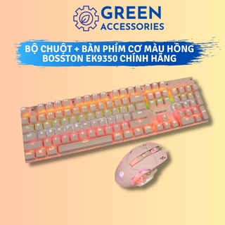 Combo Phím cơ +  Chuột chơi game Bosston EK9350 Queen Pink Chính Hãng (Hồng), siêu xinh, độ nhạy cao, dây dù, USB 2.0