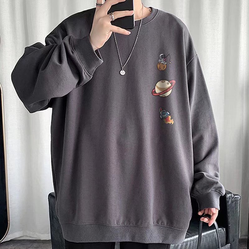 Áo sweater cổ tròn dáng rộng tay dài in tên lửa phi hành gia NASA thời trang thu đông nhiều màu cho nam/nữ 45kg-110kg