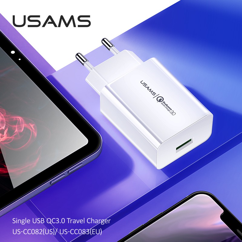 Ổ Cắm Sạc Nhanh USAMS T22 Kết Nối Usb Hỗ Trợ Qc3.0 Dành Cho Iphone Oppo Samsung Huawei Vivo Xiaomi