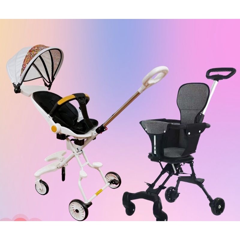 Xe đẩy du lịch gấp gọn 2 chiều 2 tư thế bánh xe xoay 360 độ linh hoạt