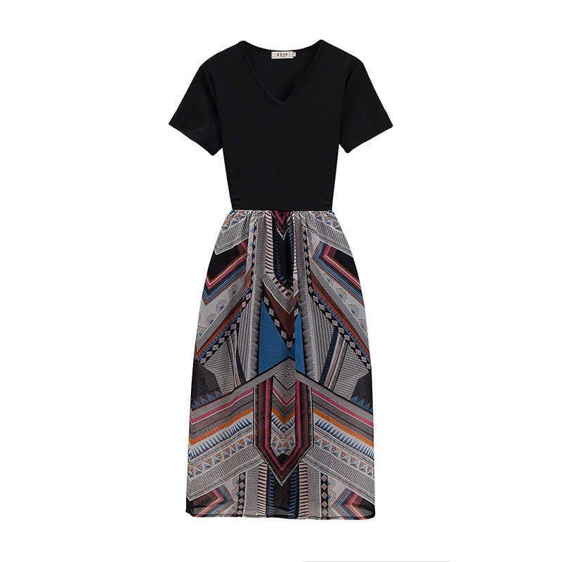 Đầm Chiffon Dài Qua Gối Cổ Chữ v Họa Tiết In Thời Trang Mùa Hè Dành Cho Nữ 2022