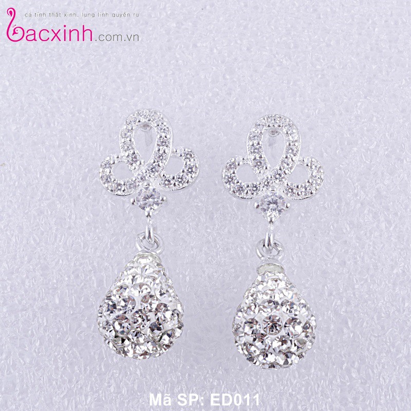Bông tai bạc Ý 925 Bạc Xinh Huệ Ngân- Bông Hoa ED011