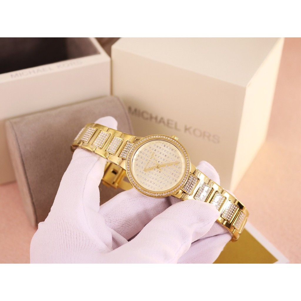 Đồng hồ nữ michael kors gabbi full diamond size 34mm ( vàng , trắng , vàng hồng)