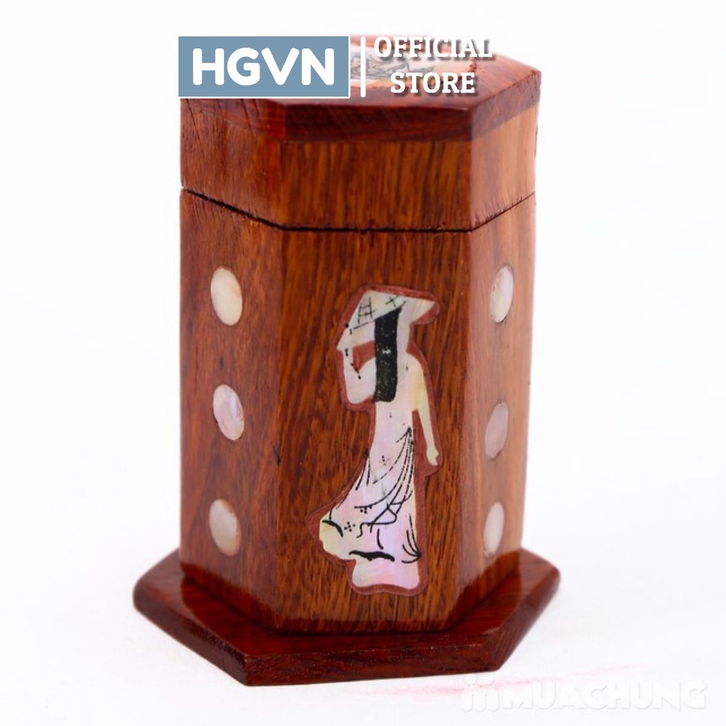 Lọ Đựng Tăm Khảm Trai Bằng Gỗ #302