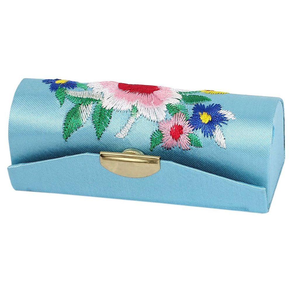 Hộp Đựng Son Môi Bằng Lụa Satin Kèm Gương Họa Tiết Hoa Cổ Điển Ốp