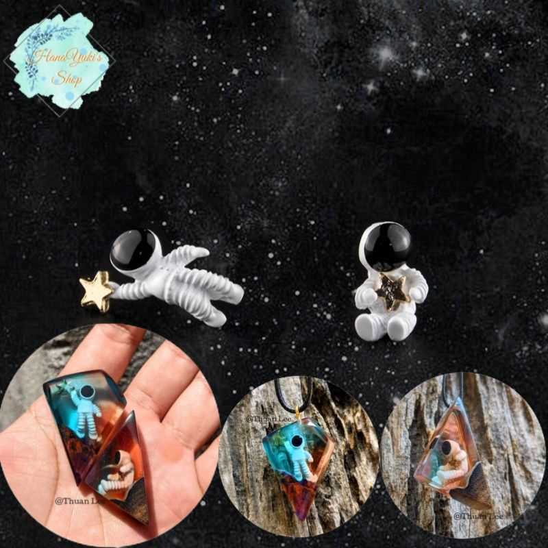 Mô hình Phi Hành Gia Hái Sao Mini dùng trong sáng tạo nghệ thuật thủ công Resin, Resin Keycap