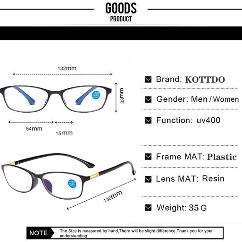 Kính Chống Ánh Sáng Xanh Thời Trang Cho Nam Và Nữ Presbyopia + 1.0 + 1.5 + 2.0 + 2.5 + 3.0 + 3.5 + 4.0