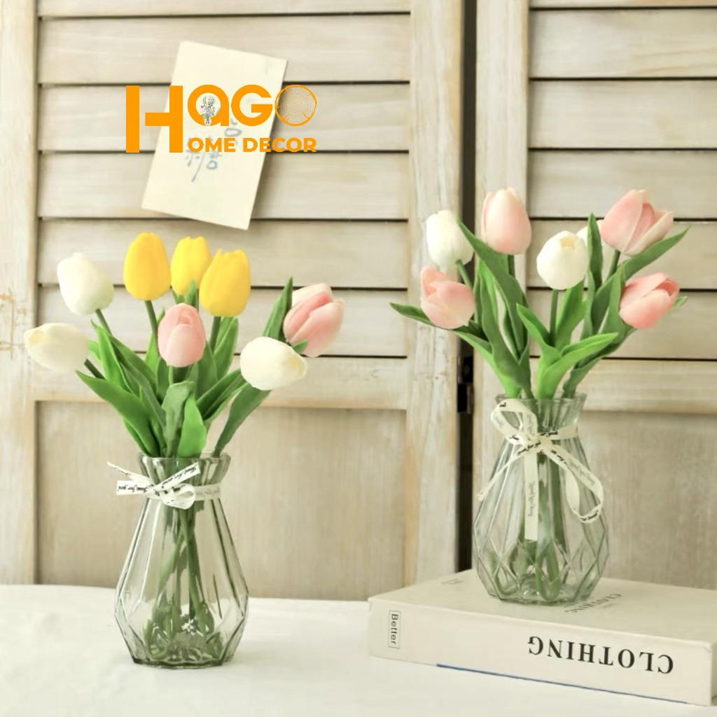 Lọ, Bình Hoa Tulip Để Bàn Cao 25cm Trang Trí Theo Phong Cách Ulzzang Cực Xinh