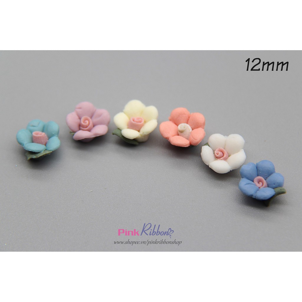 Hoa gốm nhí cỡ 12mm - Set 10 bông trang trí may mặc