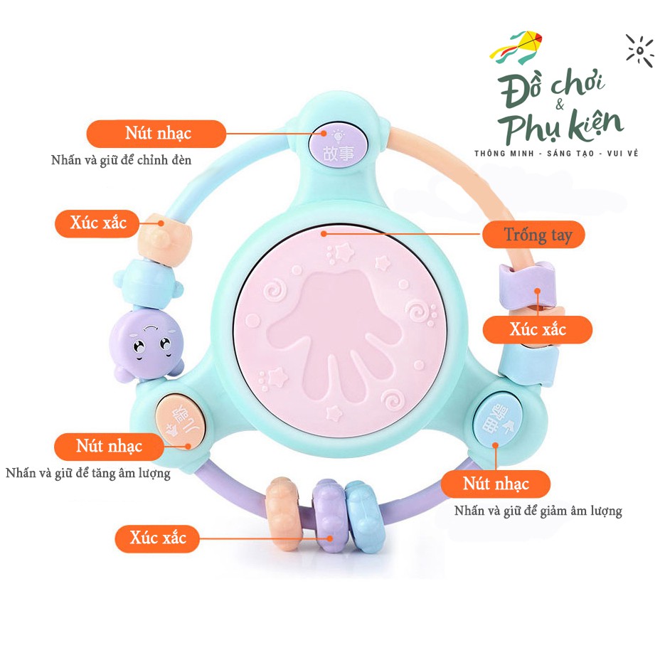 Đồ Chơi Âm Nhạc Cầm Tay Đa Năng Có Âm Thanh và Đèn Cho Bé, Đồ Chơi Giúp Bé Cảm Nhận Âm Thanh, Phát Triển Phản Xạ 0-3tuổi