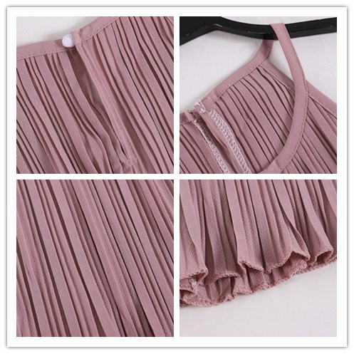 Women Chic Fashion Halter Sling Tops Wrinkle Tank Tops Cami