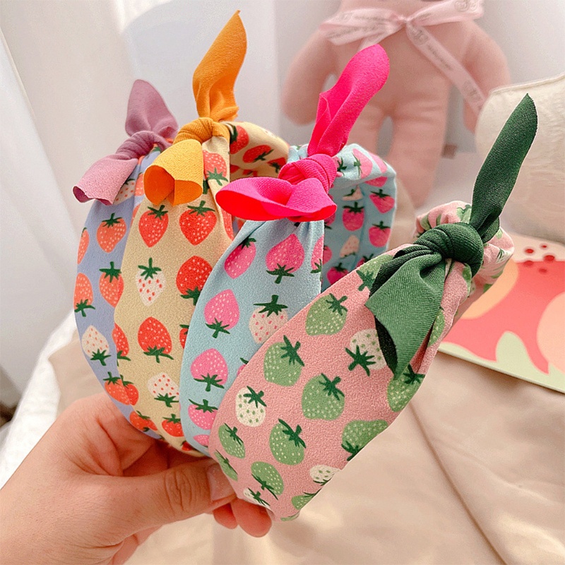 Băng Đô Tai Thỏ Họa Tiết Trái Cây Dễ Thương Cho Bé Gái