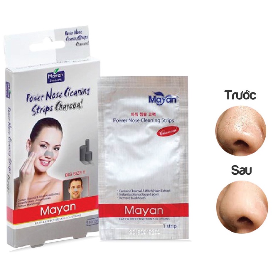 Lột mụn đầu đen Mayan từ than tre hoạt tính, lô hội, từ Hàn Quốc ngừa mụn cám, mụn trên mũi cho nam, nữ