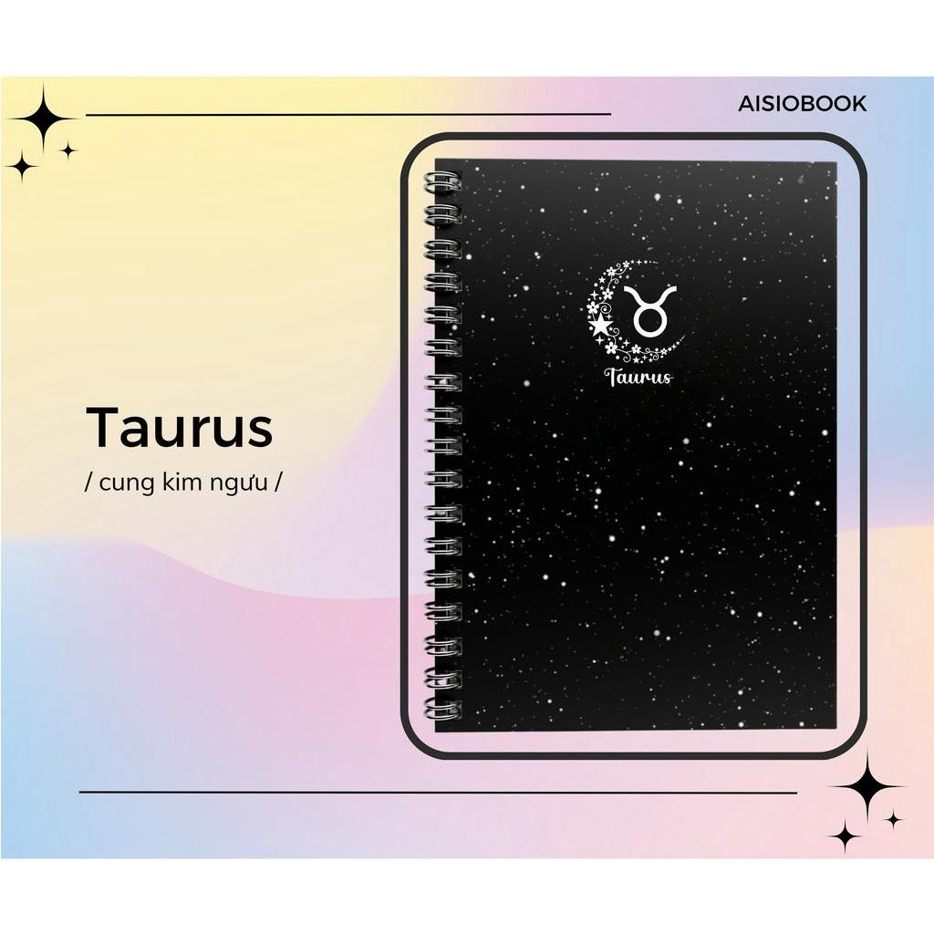 Sổ Tay Ghi Chép Lò Xo A5 120 Trang Kẻ Ngang Cung Hoàng Đạo Cung Kim Ngưu Galaxy Aisobook - SOCHD12