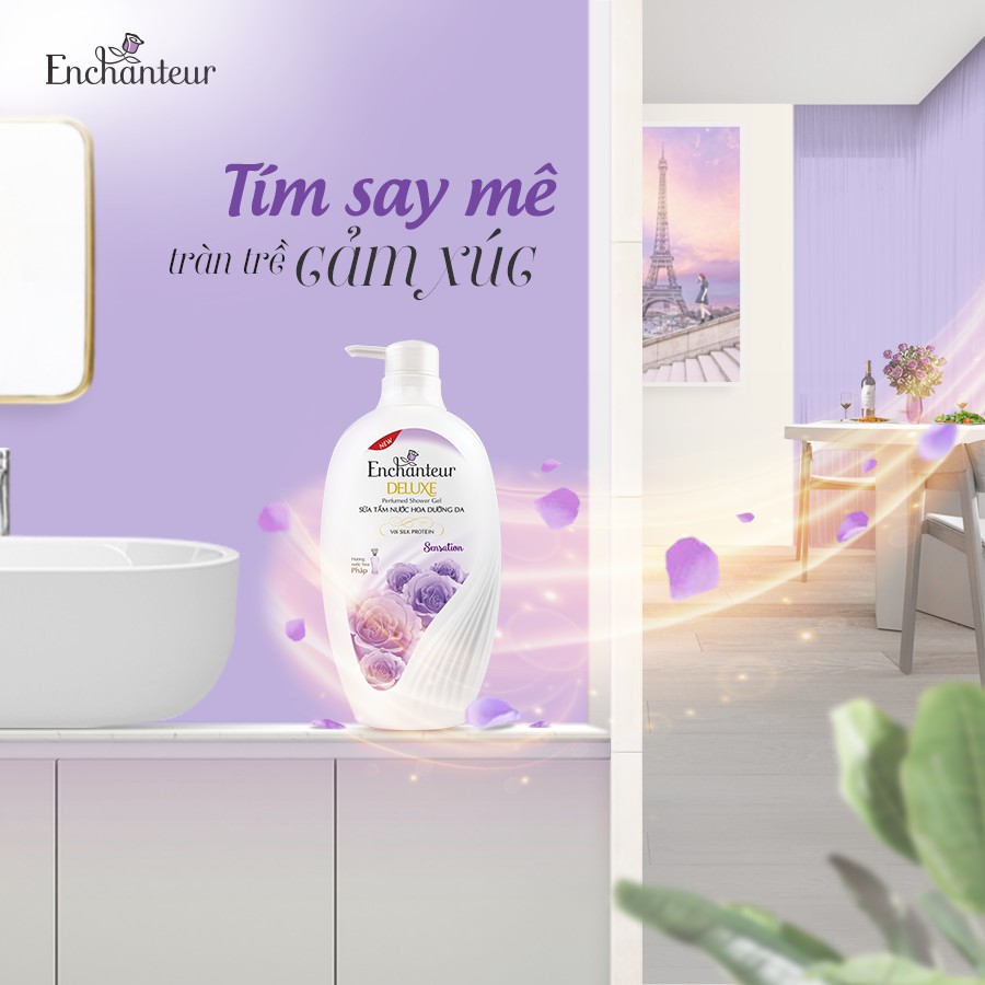 [Deal độc quyền] Sữa tắm nước hoa dưỡng da Enchanteur Sensation 900g - Tặng Túi sữa tắm 450g