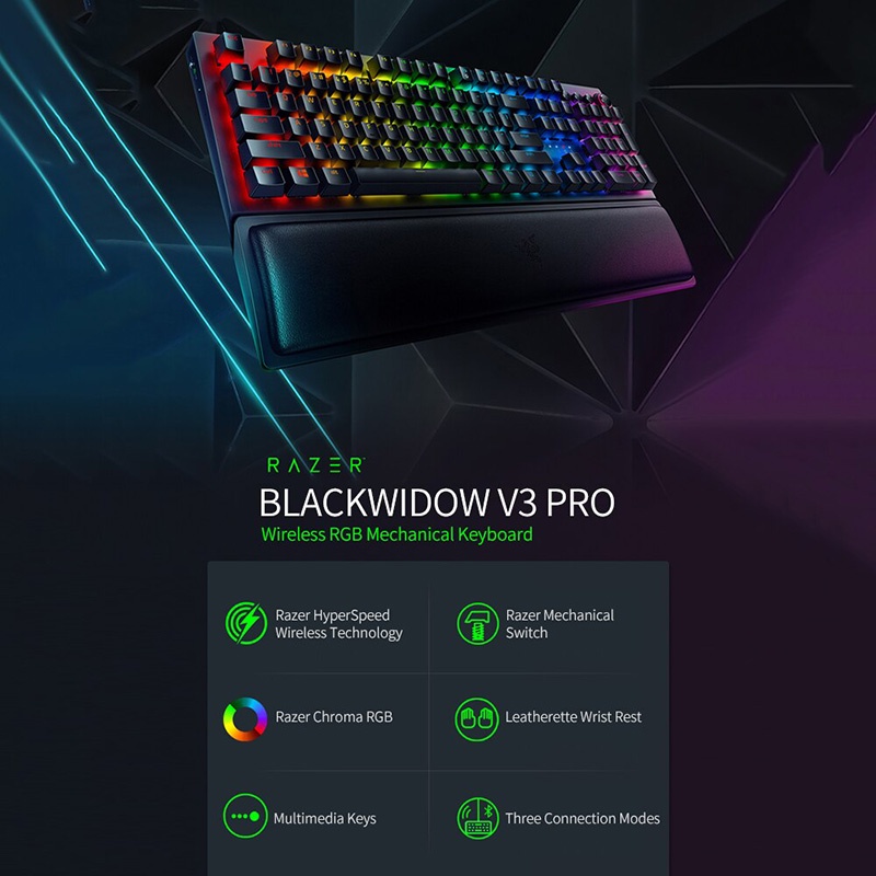 Bàn Phím Game Không Dây Bluetooth Razer Blackwidow V3 Pro Wireless