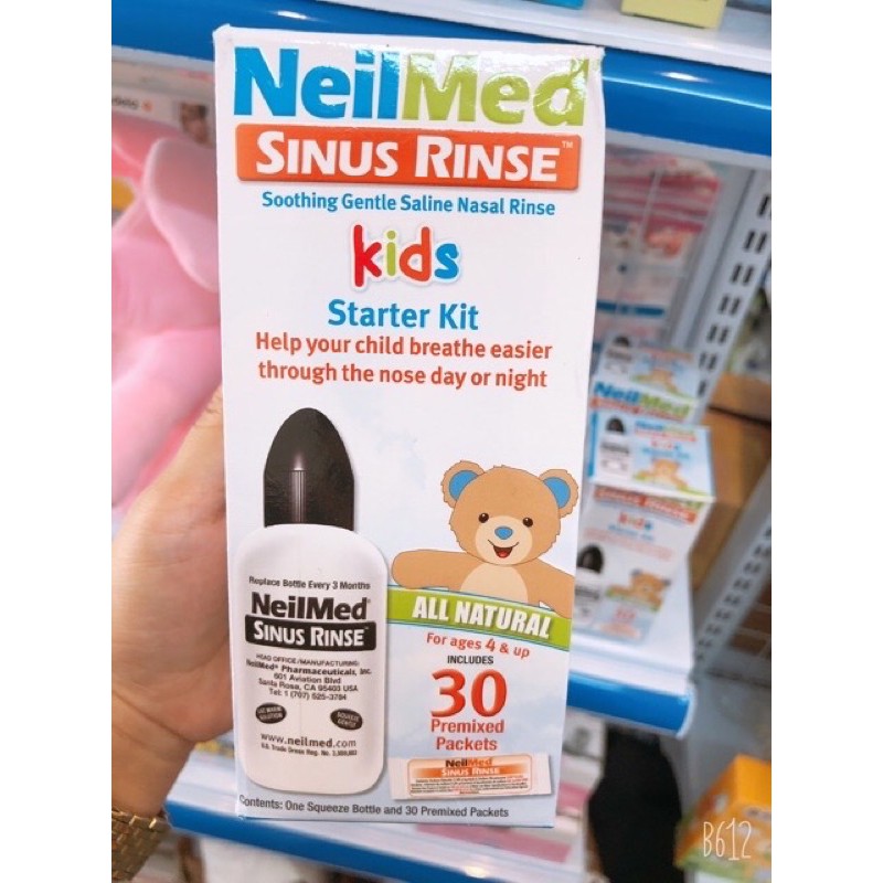 (Free ship) Bộ muối rửa mũi Neilmed Sinus Rinse Kid ( hàng USA có bill)