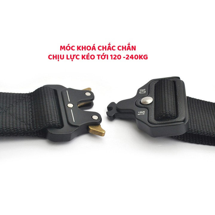 Dây Lưng Dù Quân Đội Khoá Bấm KT 3.8cm X 125cm -Thắt Lưng Nam Vải Dù Chắc Chắn - Nịt Vải Dù An Toàn Chịu Lực Tải 240kg