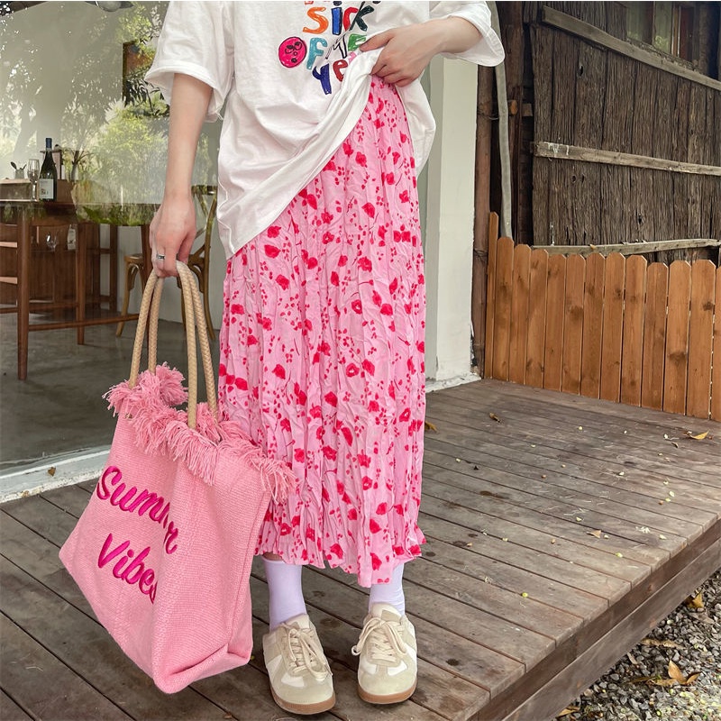Chân Váy Chữ A Lưng Cao Dáng Chữ A Họa Tiết Hoa Thời Trang Mùa Hè Mới