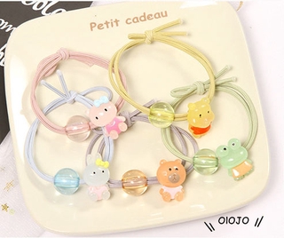 Dây Cột Tóc Lưới Màu Đỏ Sáng Bóng In Họa Tiết Hoạt Hình Phong Cách Hàn Quốc Thời Trang Cho Nữ