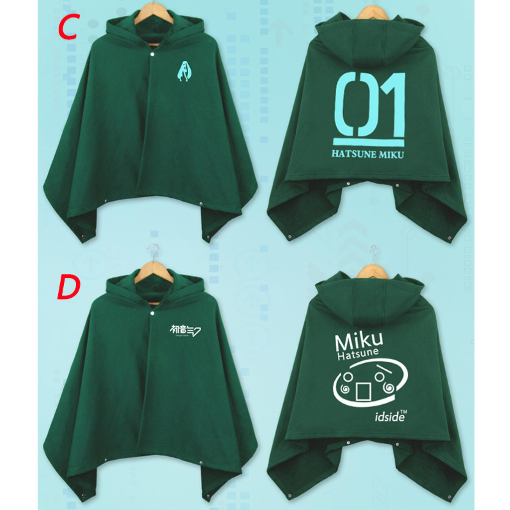 Anime Cosplay Hatsune Miku Outwear Cloak Hooded Long Sleeve Coat Jacket Casual Clothing-168