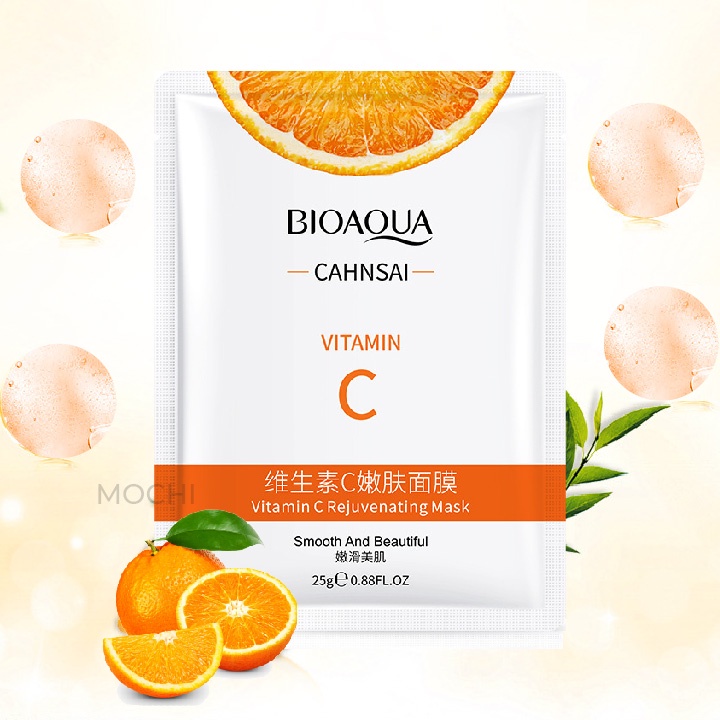 Mặt Nạ Cam Vitamin C Dưỡng Trắng Da l Ngừa Mụn l Cấp Ẩm Mask Giấy Đắp Mặt Bioaqua Nội Địa Trung MOCHI SHOP