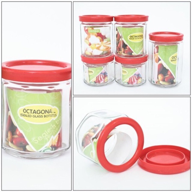 Bộ đựng gia vị thuỷ tinh gồm 5 chiếc 3 kích thước