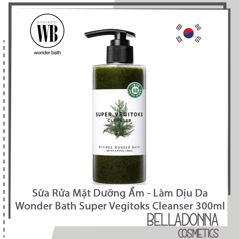 [CHÍNH HÃNG] Sữa Rửa Mặt Rau Củ Giúp Dưỡng Ẩm, Làm Dịu Da Byvibes Super Vegitoks Cleanser 300ml [Xanh]