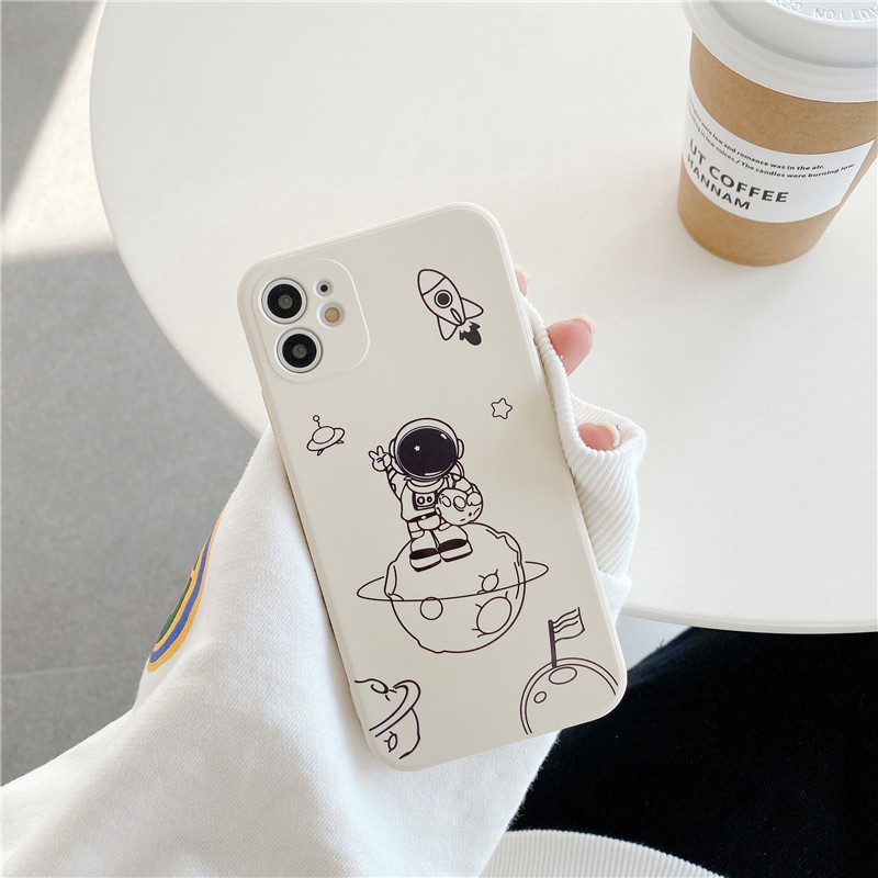 Ốp lưng iphone cạnh vuông phi hành gia mặt trăng cho 6/7/8/x/xs/xr/xsmax/11/12/13/plus/splus/mini/max/pro/promax-e02