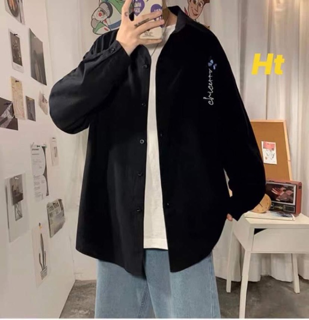 Áo sơ mi dài tay Chữ kí 5D in logo H2A966