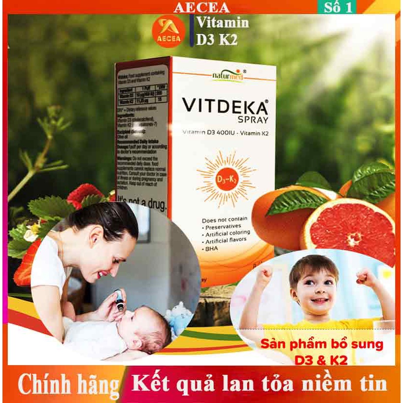 Vitamin D3K2 Bổ Sung Vitamin K2 D3 Hấp Thụ Calcium Tránh Còi Xương Thực Phẩm Bổ Sung Vitamin D K Dạng Xịt VitDeKa Spray