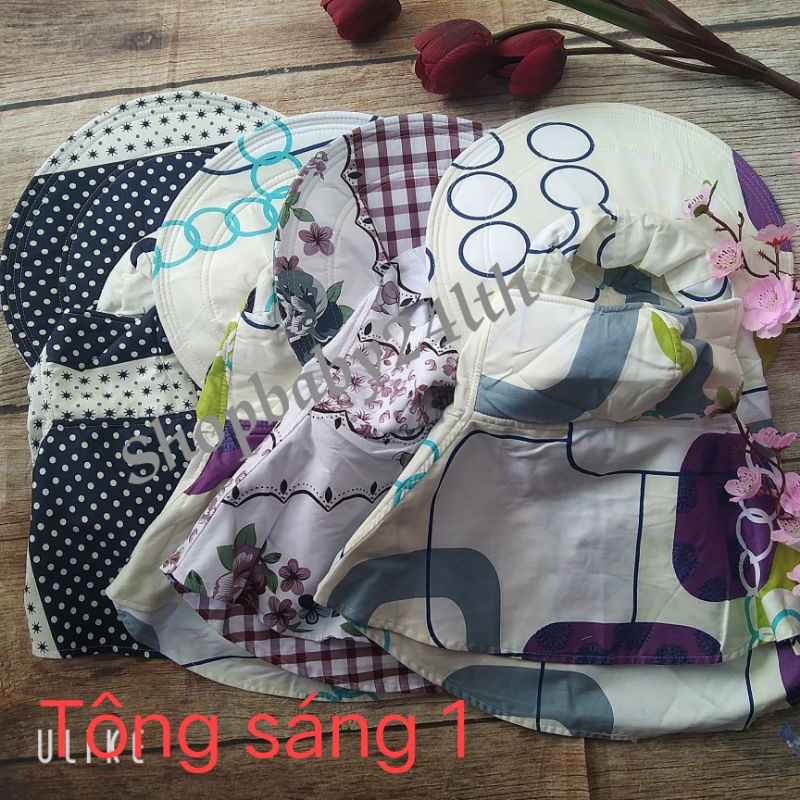 Khẩu trang Nón mũ vành rộng chống nắng vải cotton Thắng Lợi cố định bằng miếng dán,cam kết hàng chất lượng,ảnh thật