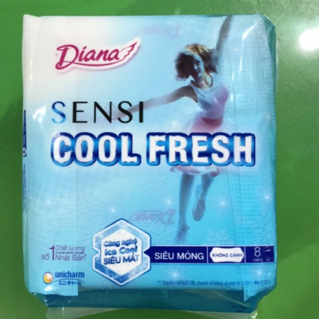 Băng vệ sinh Diana Cool Fresh siêu mỏng không cánh 8 miếng